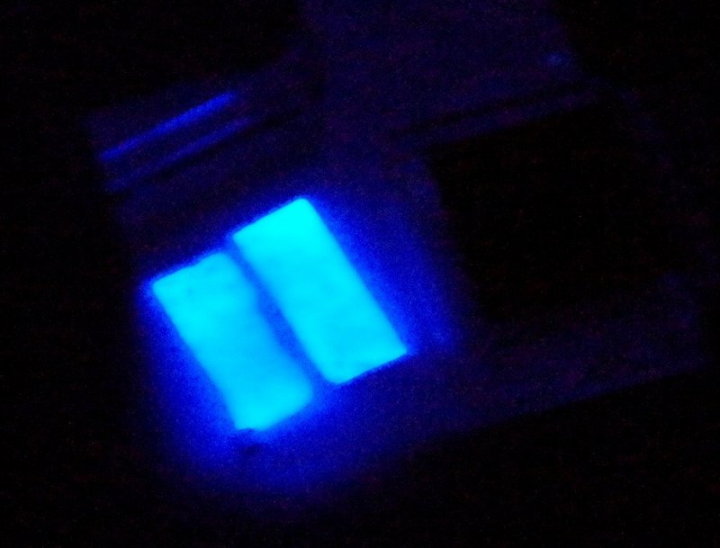 Isotope Nickel 63 strips under a zinc sulfide screen