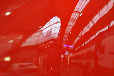 Train station reflected