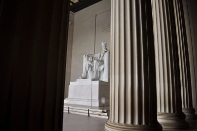 Lincoln sits there
