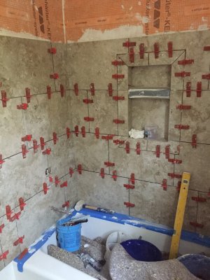 Bathroom tile with spacers