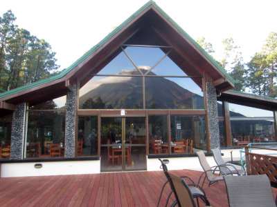 On the deck at Arenal Observatory Lodge