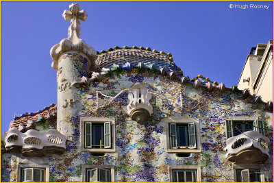 Barcelona - Casa Batllo by Gaudi - Exterior facade. 