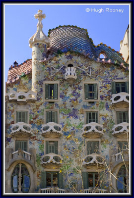  Barcelona - Casa Batllo by Gaudi - Exterior facade. 