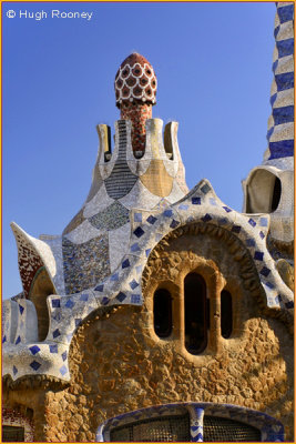 Barcelona - Parc Guell - Gaudi building at the entrance - Detail