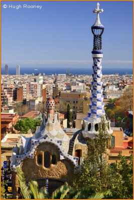  Barcelona - View over the city from Parc Guell. 