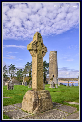 Ireland - Co.Offaly - Clonmacnoise - South Cross and Round Tower 