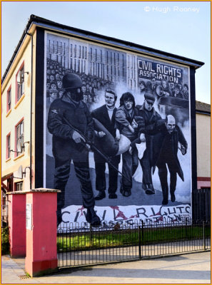 Ireland - Derry - The Bogside - The Peoples Gallery - Bloody Sunday Mural. 
