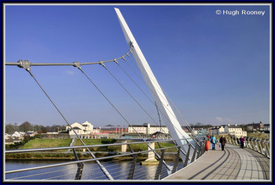 Ireland - Derry - Peace Bridge with Ebrington Barracks  