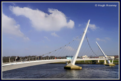  Ireland - Derry - Peace Bridge with Ebrington Barracks  