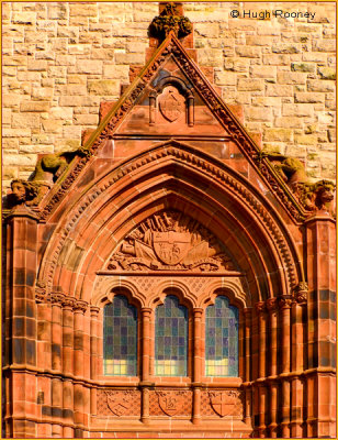 Ireland - Derry - Guild Hall - Doorway detail 