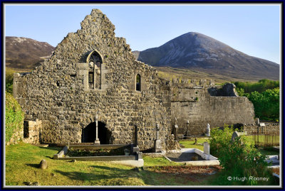 Ireland - Co.Mayo - Murrisk Abbey with Croagh Patrick behind 