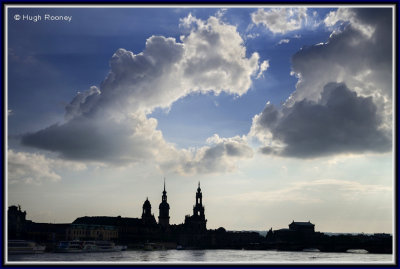  Germany - Dresden - City skyline in silhouette with the River Elbe 