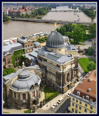 Dresden - View of  the Albertinum Art Gallery and River Elbe from the dome of Frauenkirche 