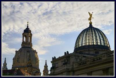 Dresden - The domes of Frauenkirche and the Albertinum in silhouette