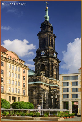 Dresden - Altmarkt square and Kreuzkirche. 