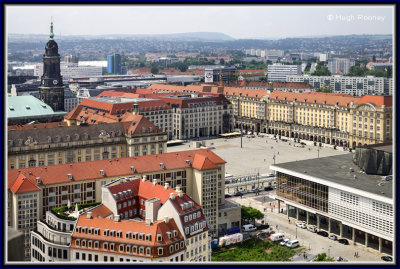 Dresden - View of  Altmarkt square and Kreuzkirche from the dome of Frauenkirche 