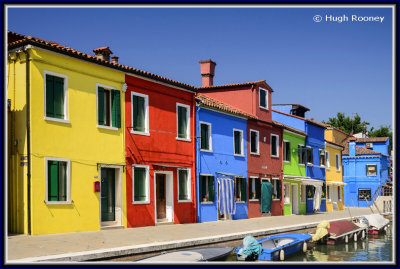   Venice - Burano Island - Colourful houses along Fondamenta della Giudecca 