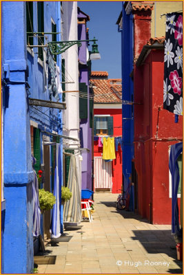   Venice - Burano Island - A colourful alleyway 