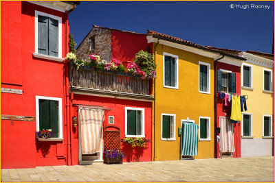  Venice - Burano Island - Colourful house facades. 