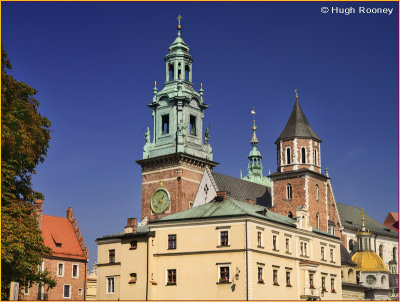  Krakow - Wawel Hill - Wawel Cathedral clock tower. 