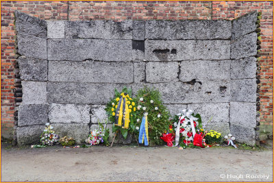   Poland - Auschwicz Concentration Camp - The Death Wall adjacent to Block 11. 