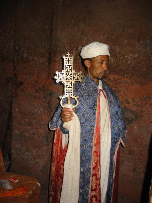 Priest showing one of the Lalibela crosses