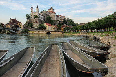 Aarburg old town shortly before sunset