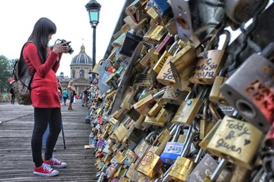 Love padlocks on the bridge