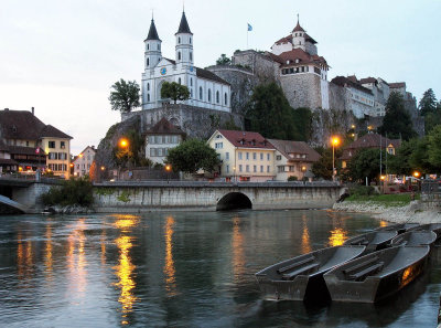 Aarburg the old city by sunset