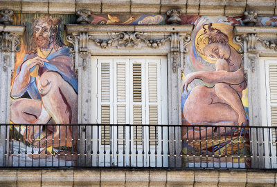 Plaza Mayor building art, Madrid, Spain