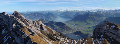 View from Mount Pilatus to the lake Lucerne