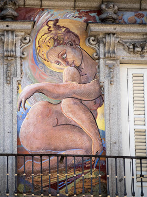 Plaza Mayor building art, Madrid, Spain