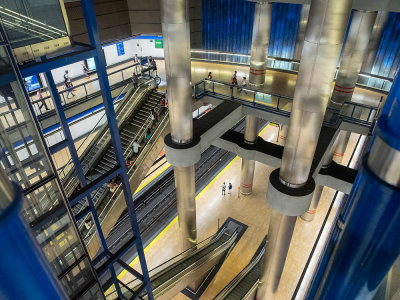 Part of a modern railway station