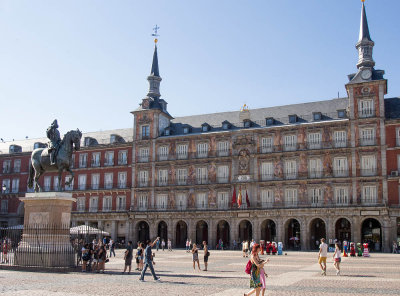 Plaza Mayor building art, Madrid, Spain