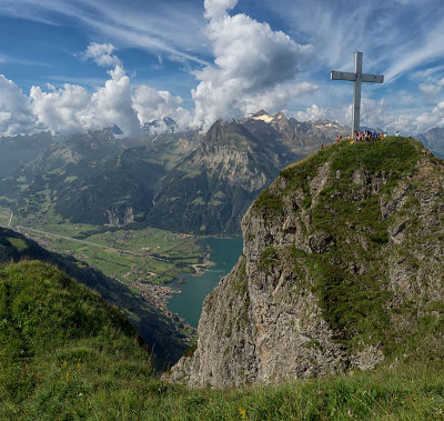 The summit with a small part of Lake Lucerne
