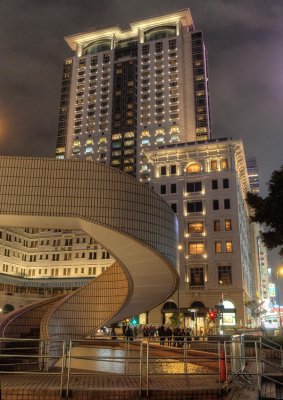 Hong Kong Space Museum with Penisular Hotel in the background