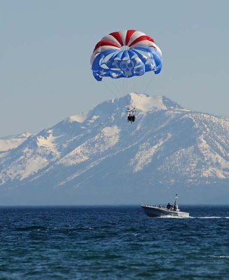 Parasail In Front of the Mountains