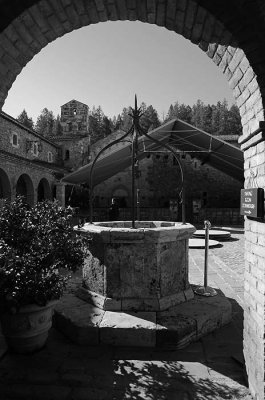 Arch Over Well in B/W