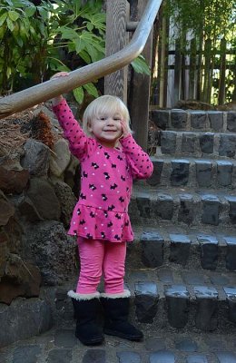 Pink Cutie On Steps