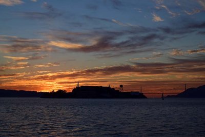 Alcatraz and Golden Gate with Sailboat