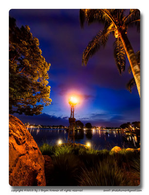 Lake with torch