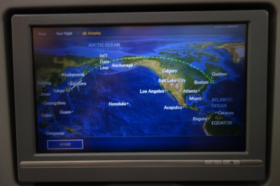 Map of flight from Tokyo to Boston