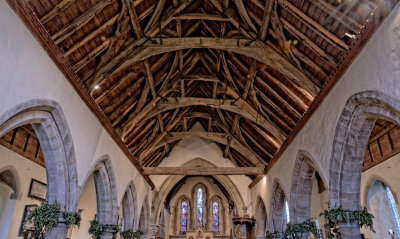 Colwall: Church of St James - C14th roof with cusped wind-braces