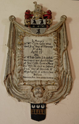 Memorial of Cliffe family 1691