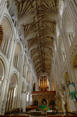 a bit of the nave looking towards the organ above the rood screen