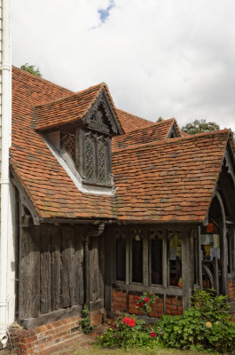 Church of St Andrew, Greensted - detail of porch and dormer window