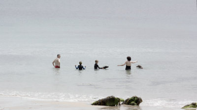 family swimming party, Porthbeor