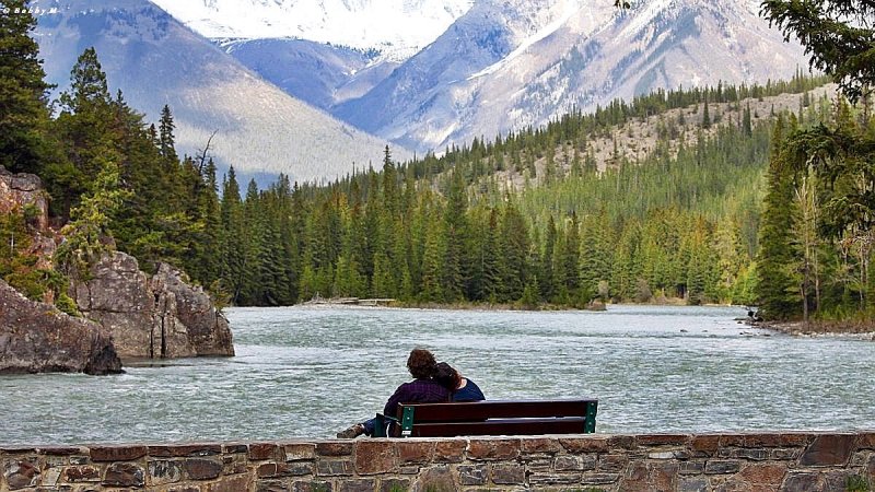 A couple on a bench