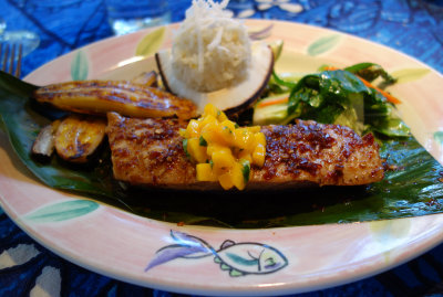 Ahi grilled in a ti leaf at Mama's