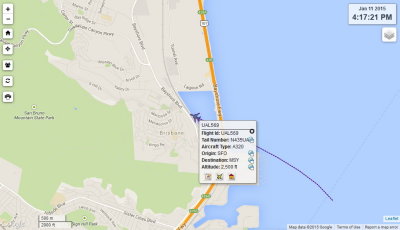 4_17PM from SFO. 70.3 LMax (db) at Brisbane Noise monitor